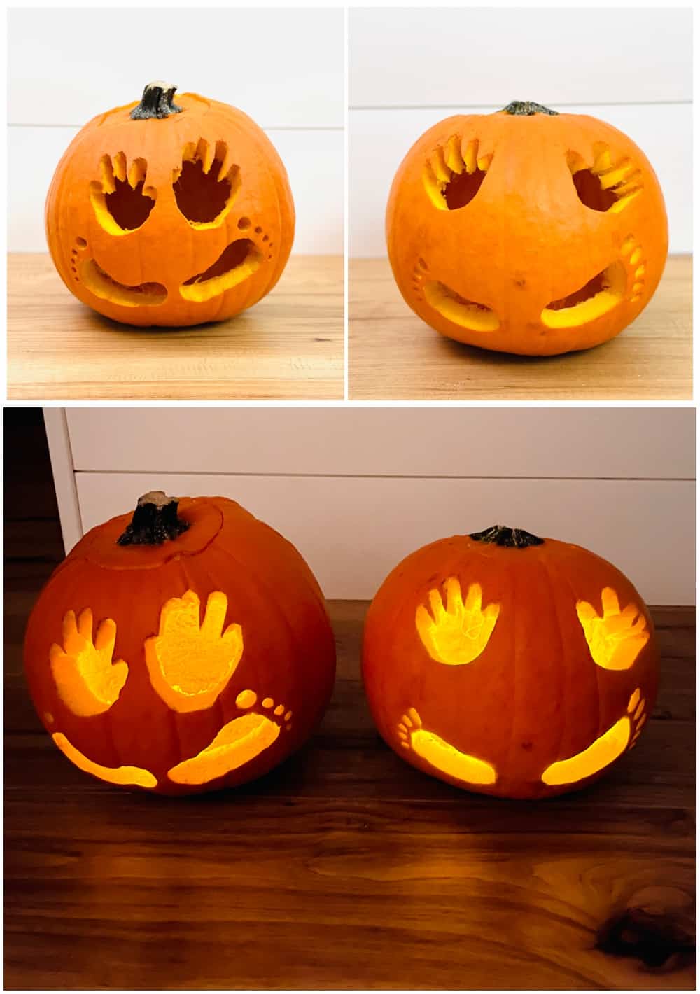 Baby Pumpkin Handprint and Footprint Carving