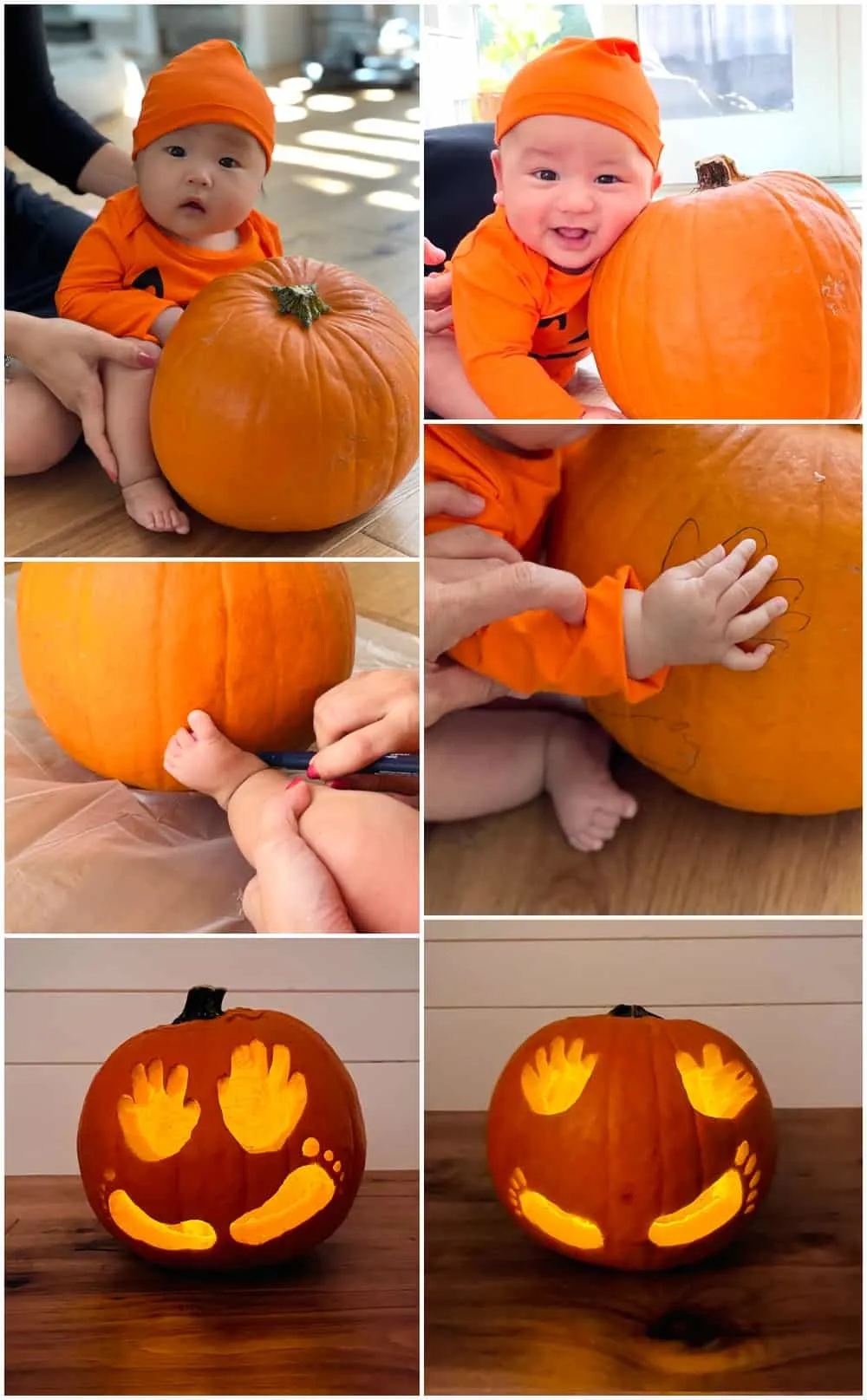 Baby Pumpkin Handprint and Footprint Carving