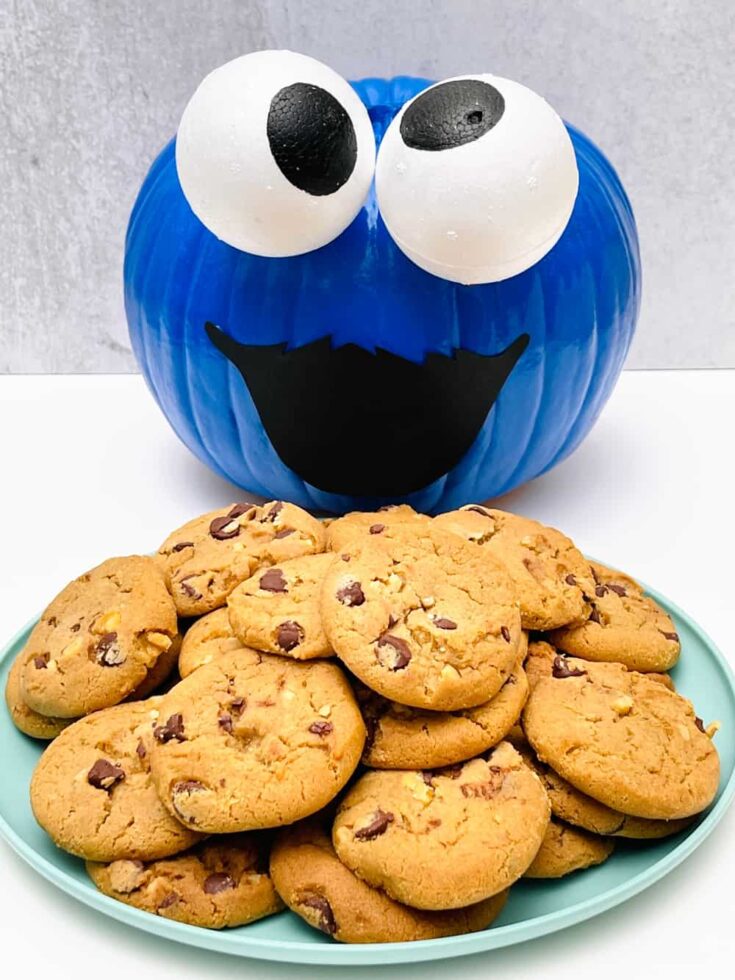 THIS DIY COOKIE MONSTER PUMPKIN IS THE CUTEST NO CARVE PUMPKIN