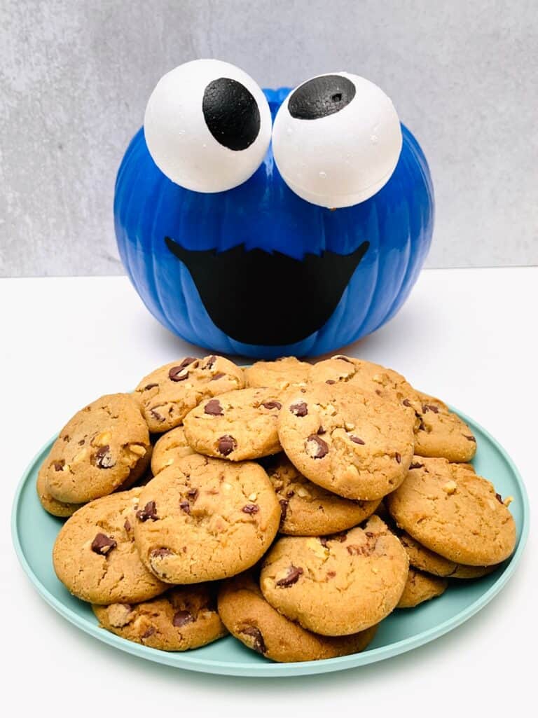 THIS DIY COOKIE MONSTER PUMPKIN IS THE CUTEST NO CARVE PUMPKIN
