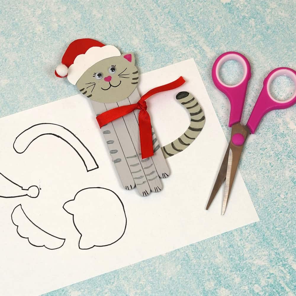 Cat Popsicle Stick Christmas Craft