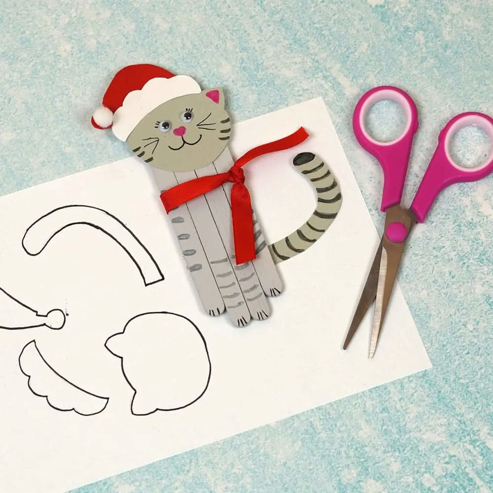 Cat Popsicle Stick Christmas Craft