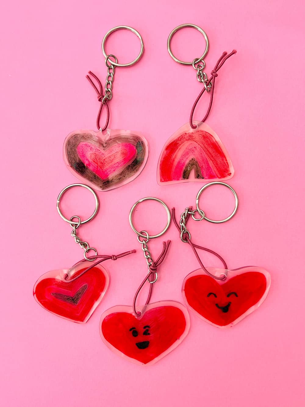 DIY Shrinky Dinks Valentine Keychains