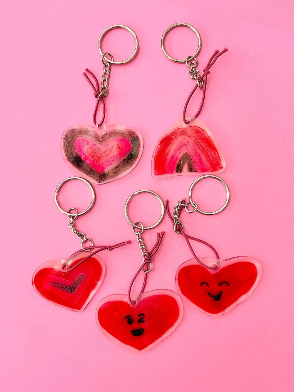 DIY Shrinky Dinks Valentine Keychains