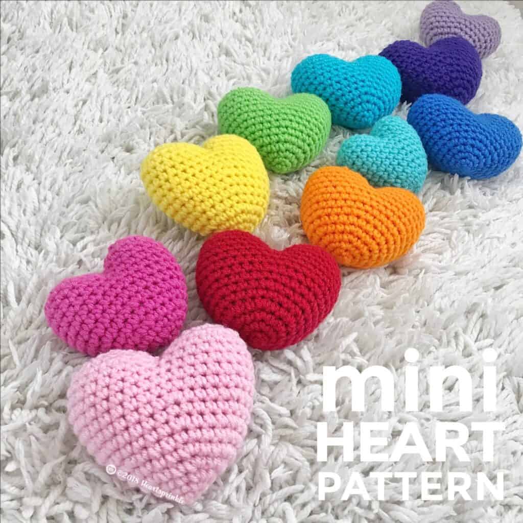 puffy crochet hearts