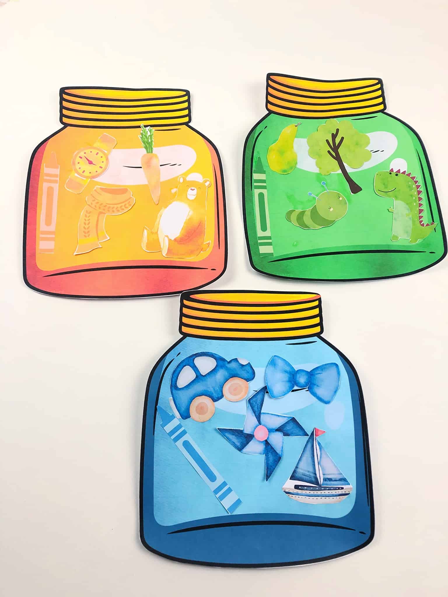 color sorting jars preschool printable