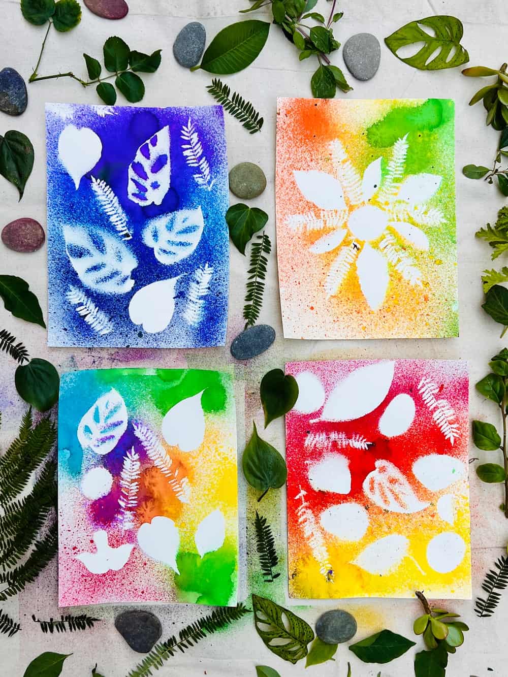 Nature Watercolor Spray Art - Fun Watercolor Painting Idea For Kids