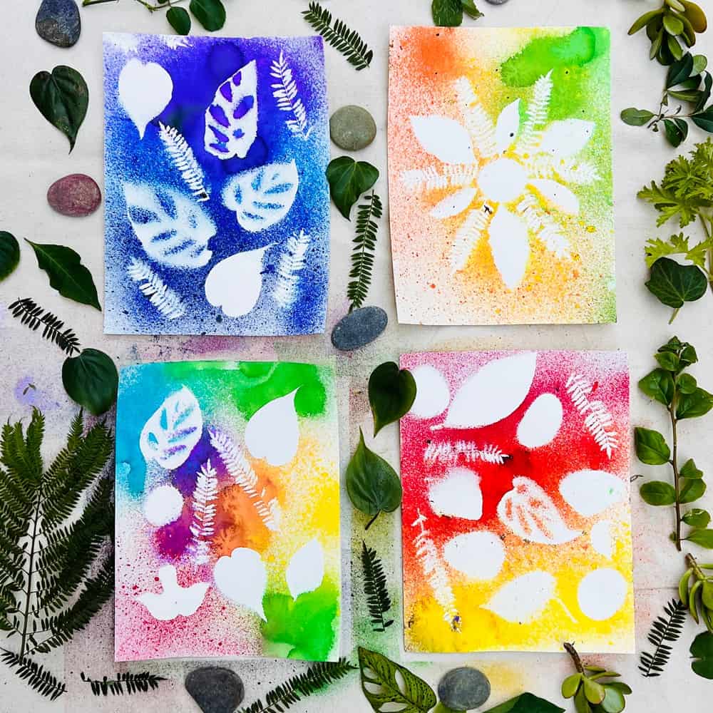 Nature Watercolor Spray Art - Fun Watercolor Painting Idea For Kids