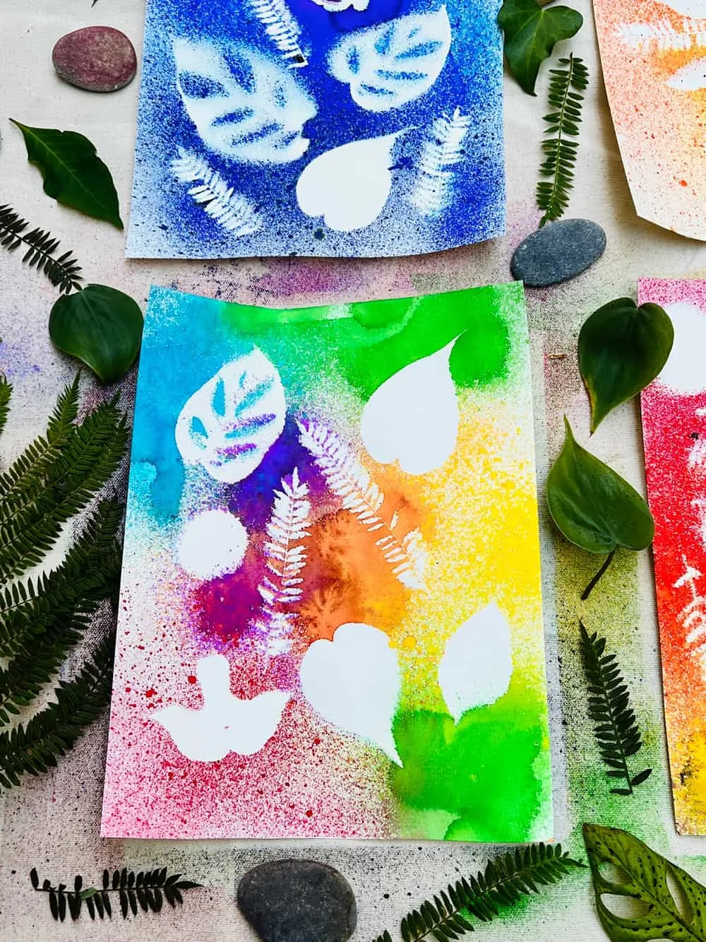 Nature Watercolor Spray Art - Fun Watercolor Painting Idea For Kids