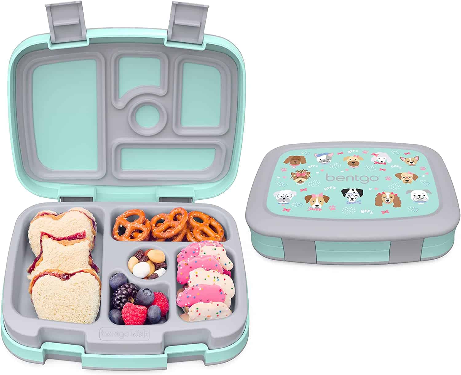 Nyte Nyte Baby Green Kids Bento Box 100% Food Grade Silicone Adults &  Toddler Lunch box W 3 Compartments- Microwave, Dishwasher & Freezer Safe-  Leak