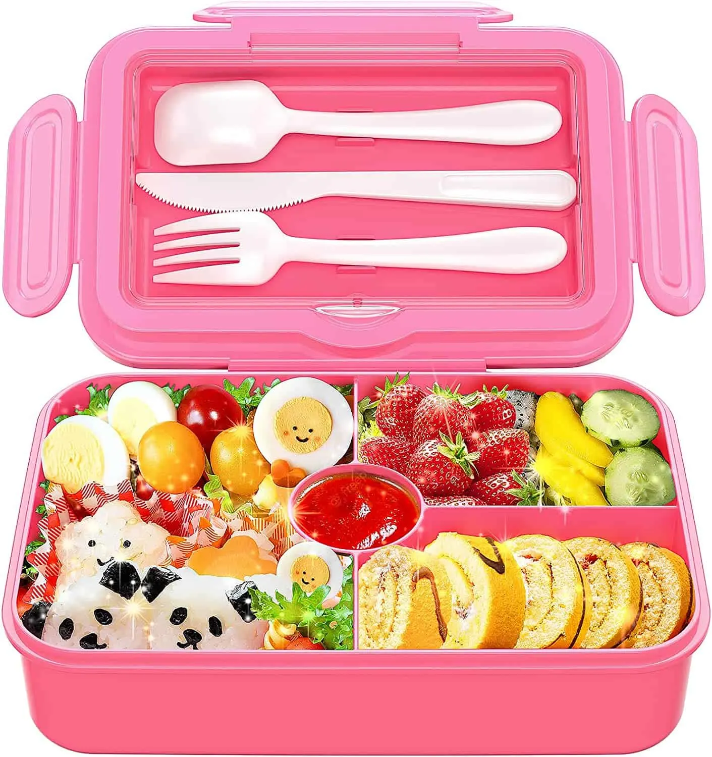 Playful Pink Fruit Bento Box, Bento Box, Lunch Bento Box, Adult