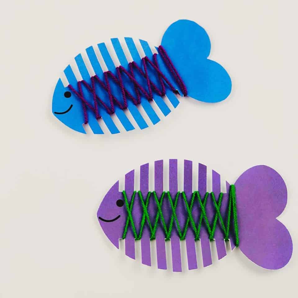 Threading Fish Fish Threading Activity - Preschool Fine Motor Skills