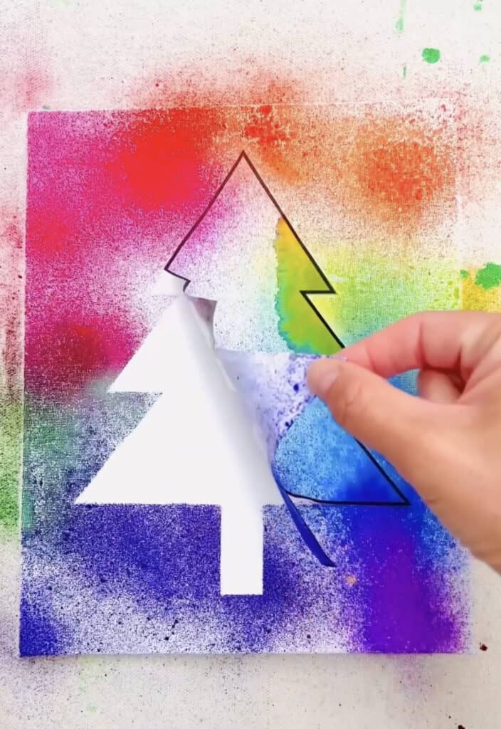 Watercolor Spray Paint Christmas Tree Art Fun DIY Holiday Craft!