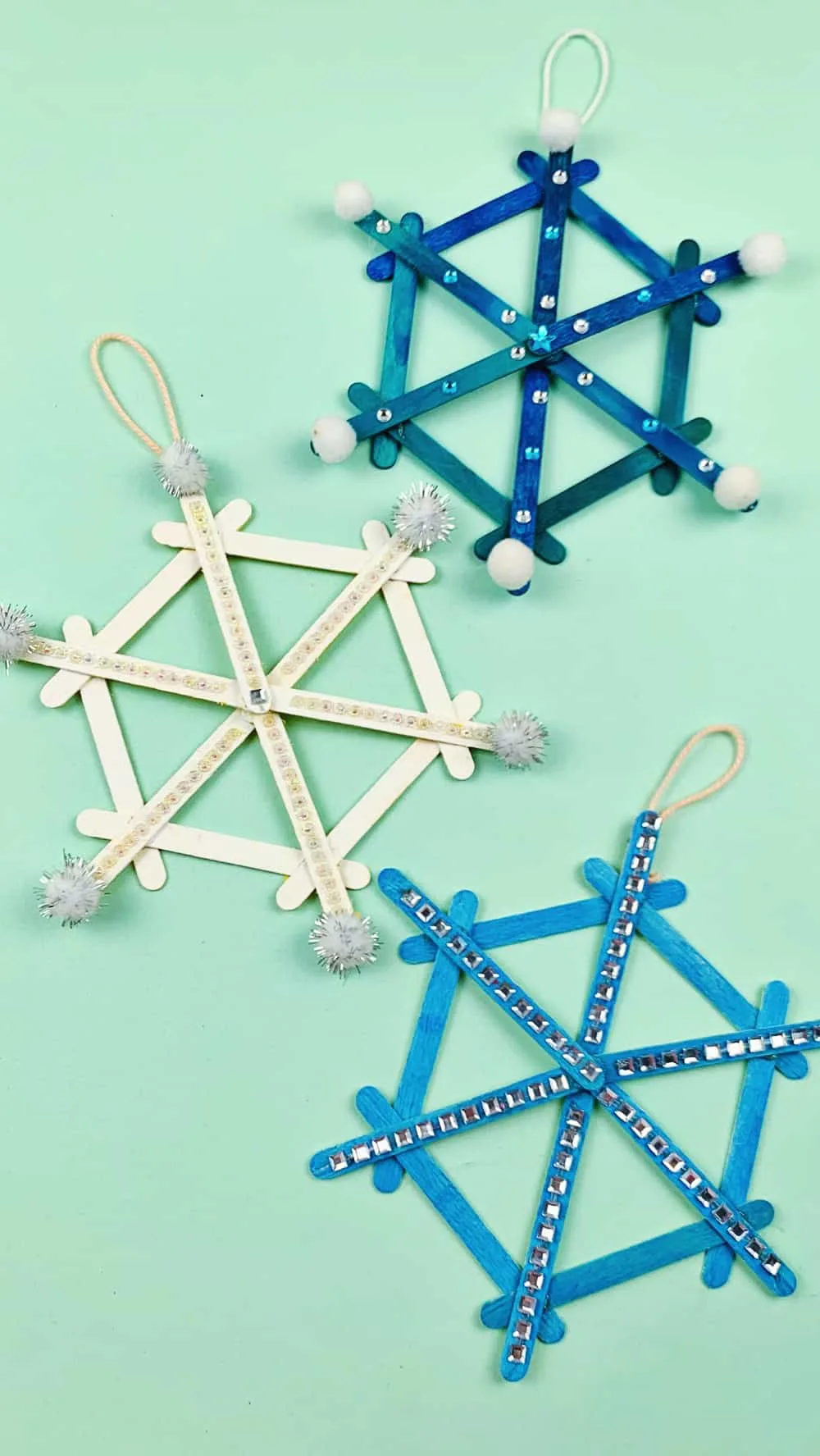 Beautiful Popsicle Stick Snowflakes Ornament Craft - Projects with Kids