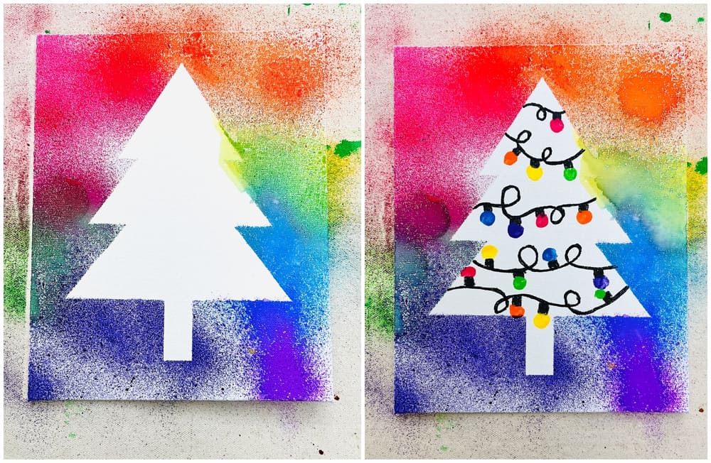 Spray Paint Christmas Tree Art