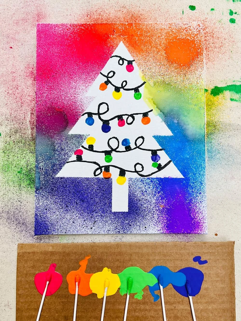 watercolor spray paint christmas tree 