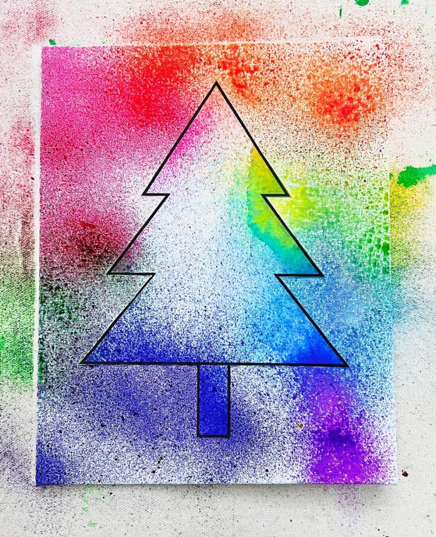Watercolor Spray Paint Christmas Tree Art Fun DIY Holiday Craft!