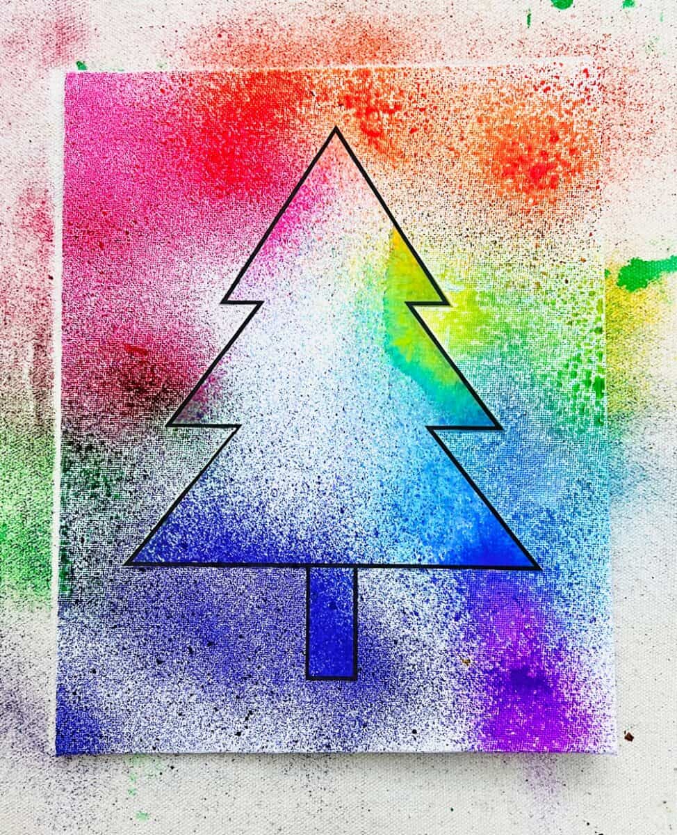 Watercolor Spray Paint Christmas Tree Art Fun DIY Holiday Craft!