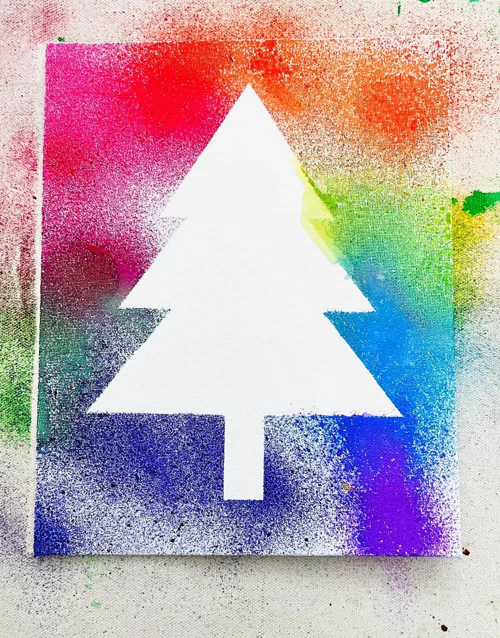 spray paint watercolor christmas tree
