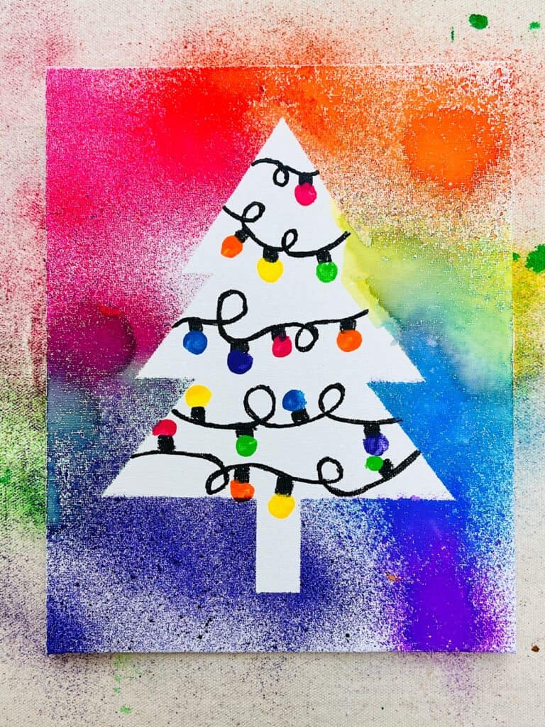 Watercolor Spray Paint Christmas Tree Art – Fun DIY Holiday Craft!
