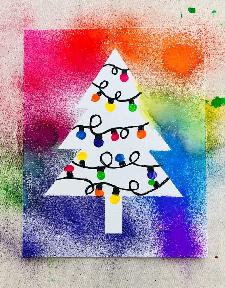 Watercolor Spray Paint Christmas Tree Art Fun DIY Holiday Craft!