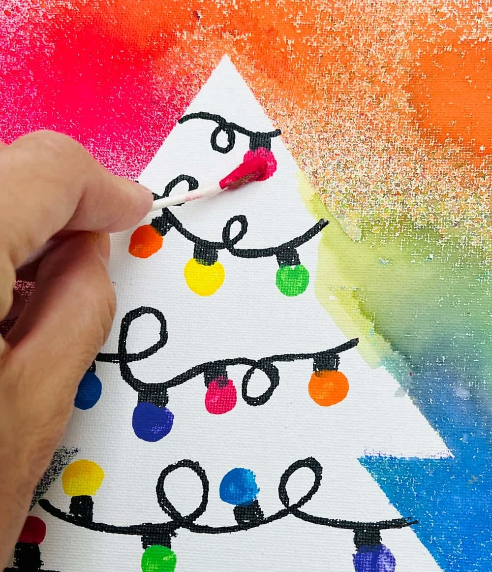 Q-tip painting christmas tree