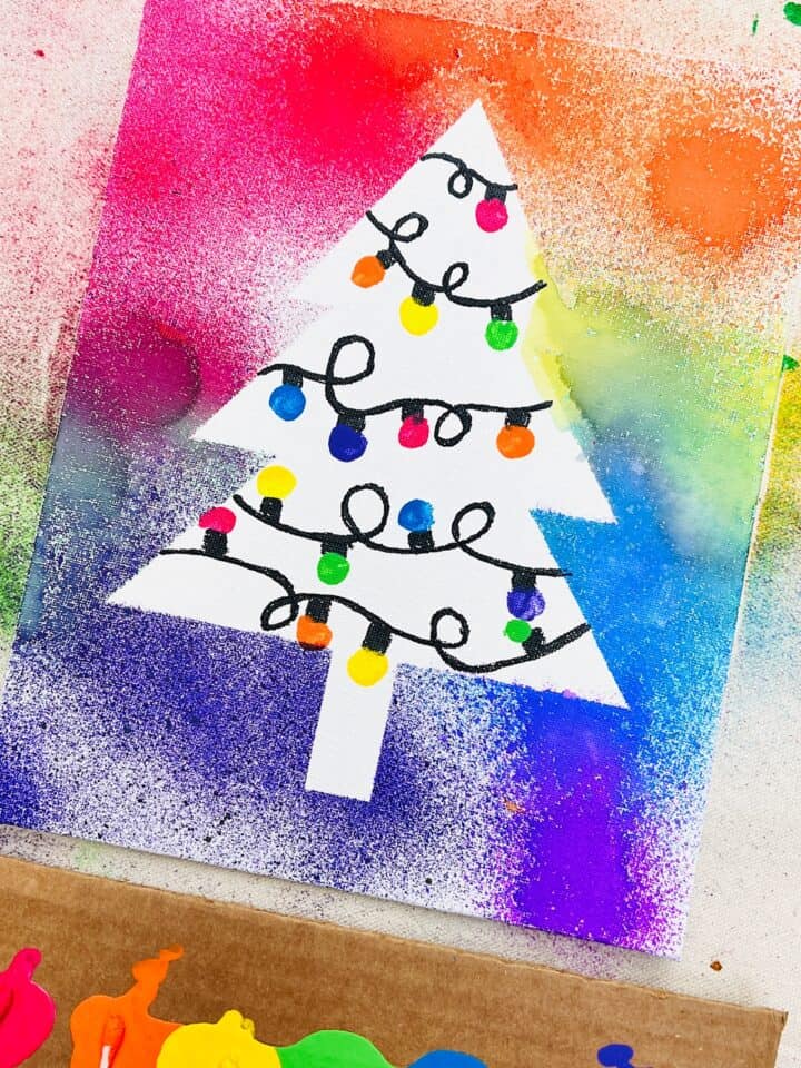Watercolor Spray Paint Christmas Tree Art Fun DIY Holiday Craft!