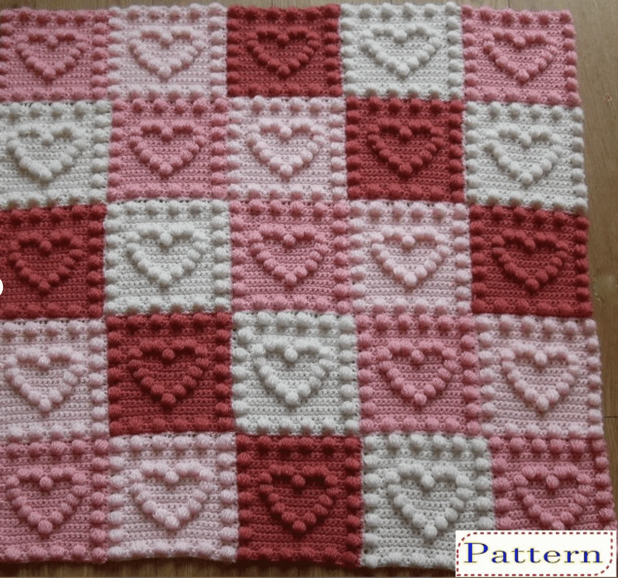 crochet heart blanket