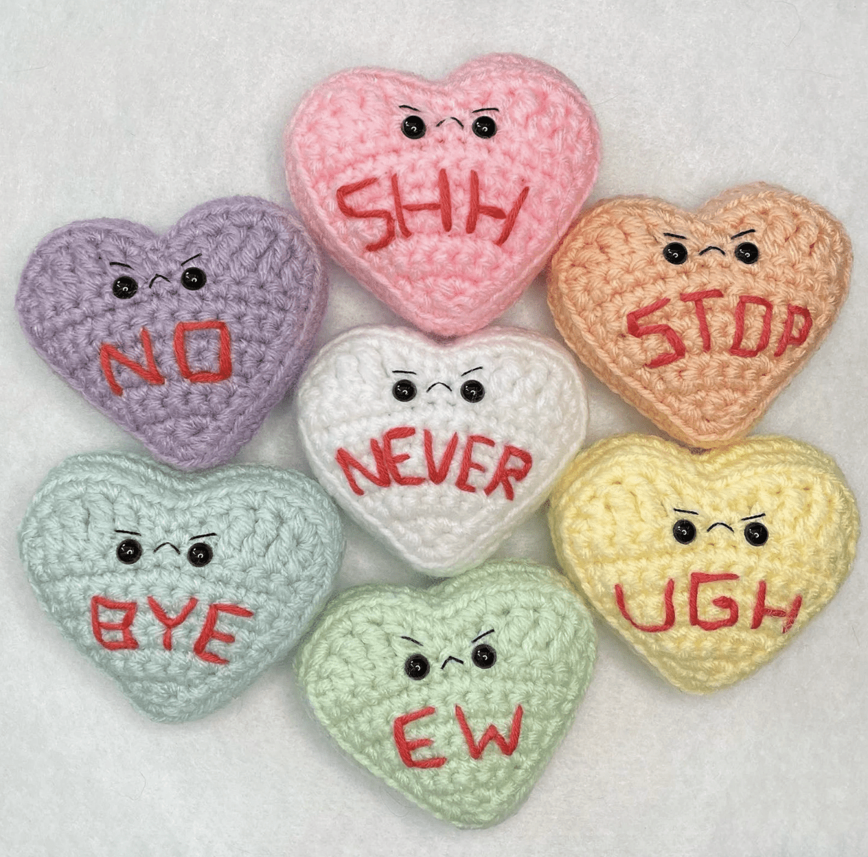 crochet conversation hearts