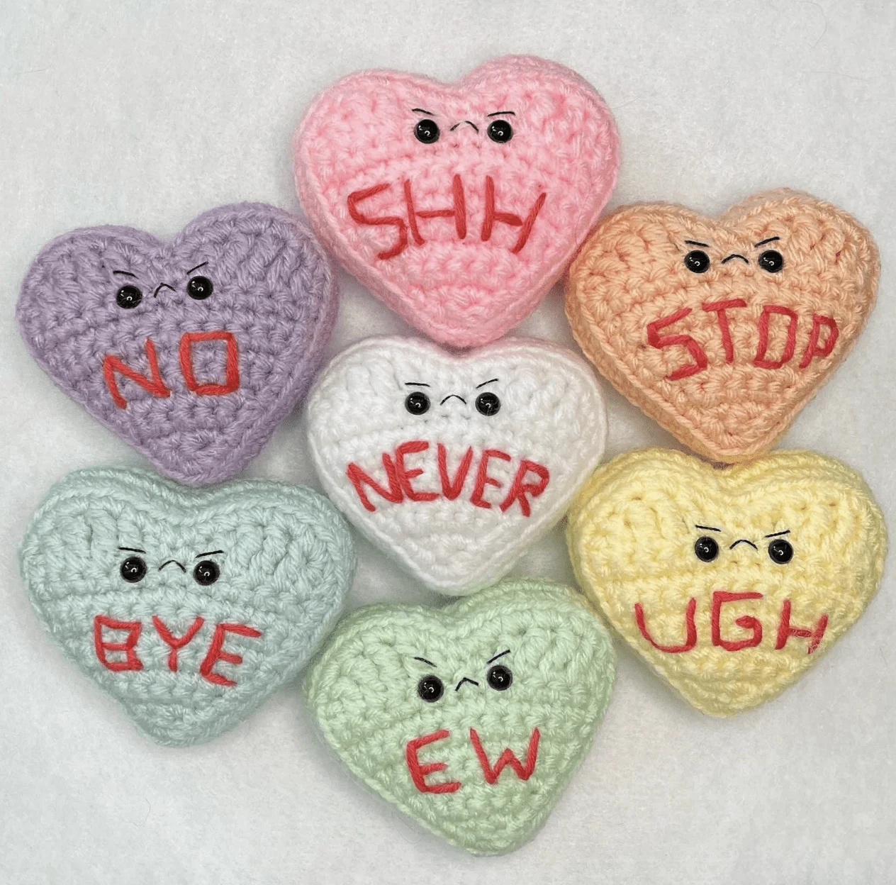 crochet conversation hearts