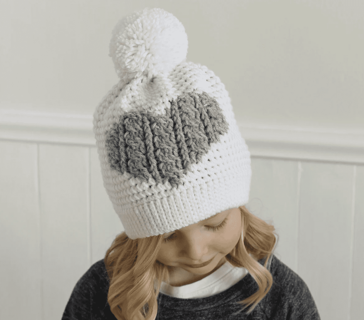 crochet heart beanie 