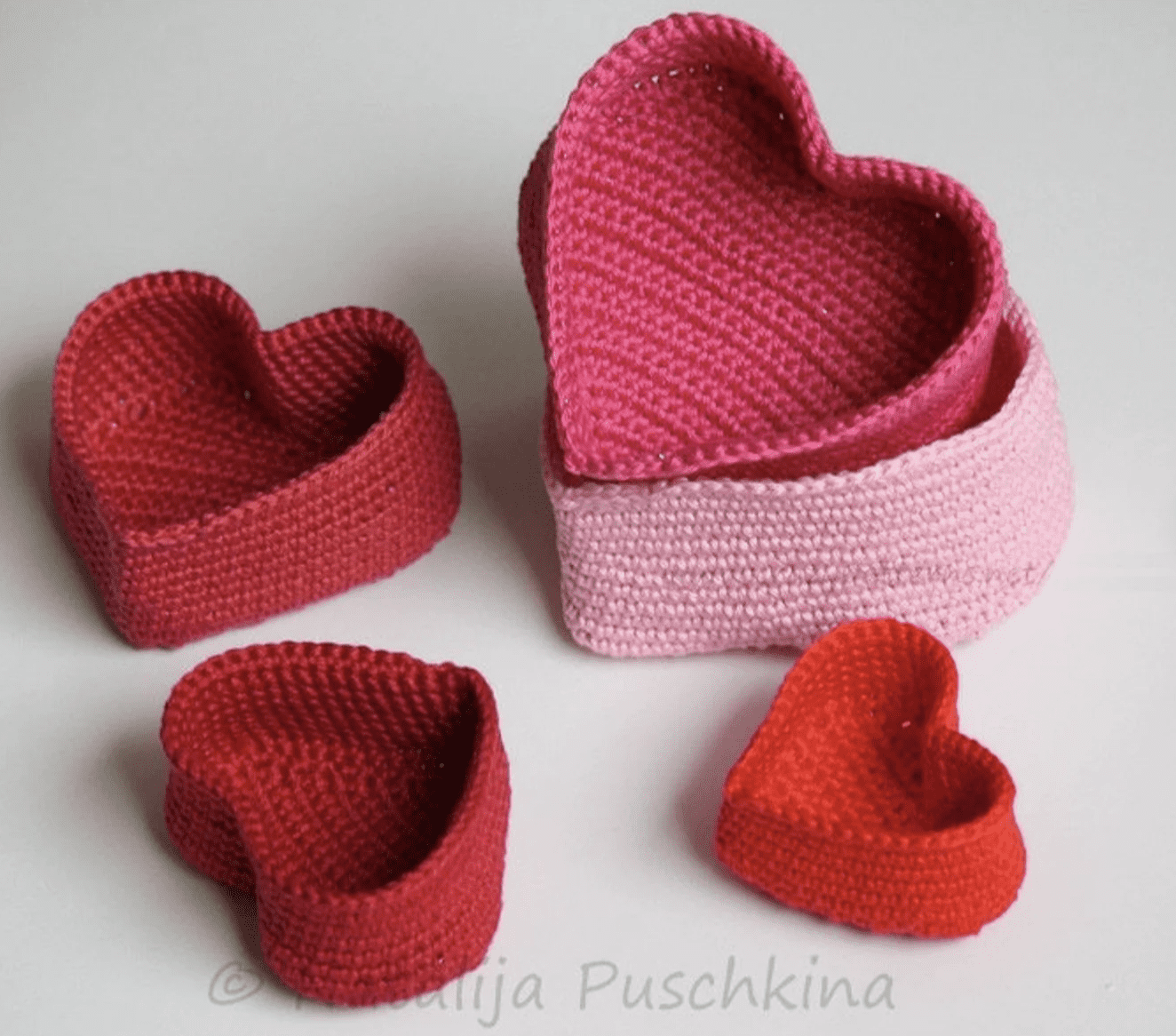 crochet heart baskets
