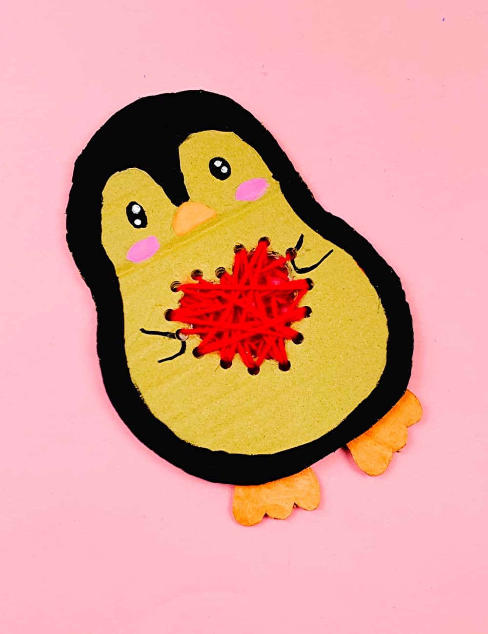 Valentine cardboard penguin craft