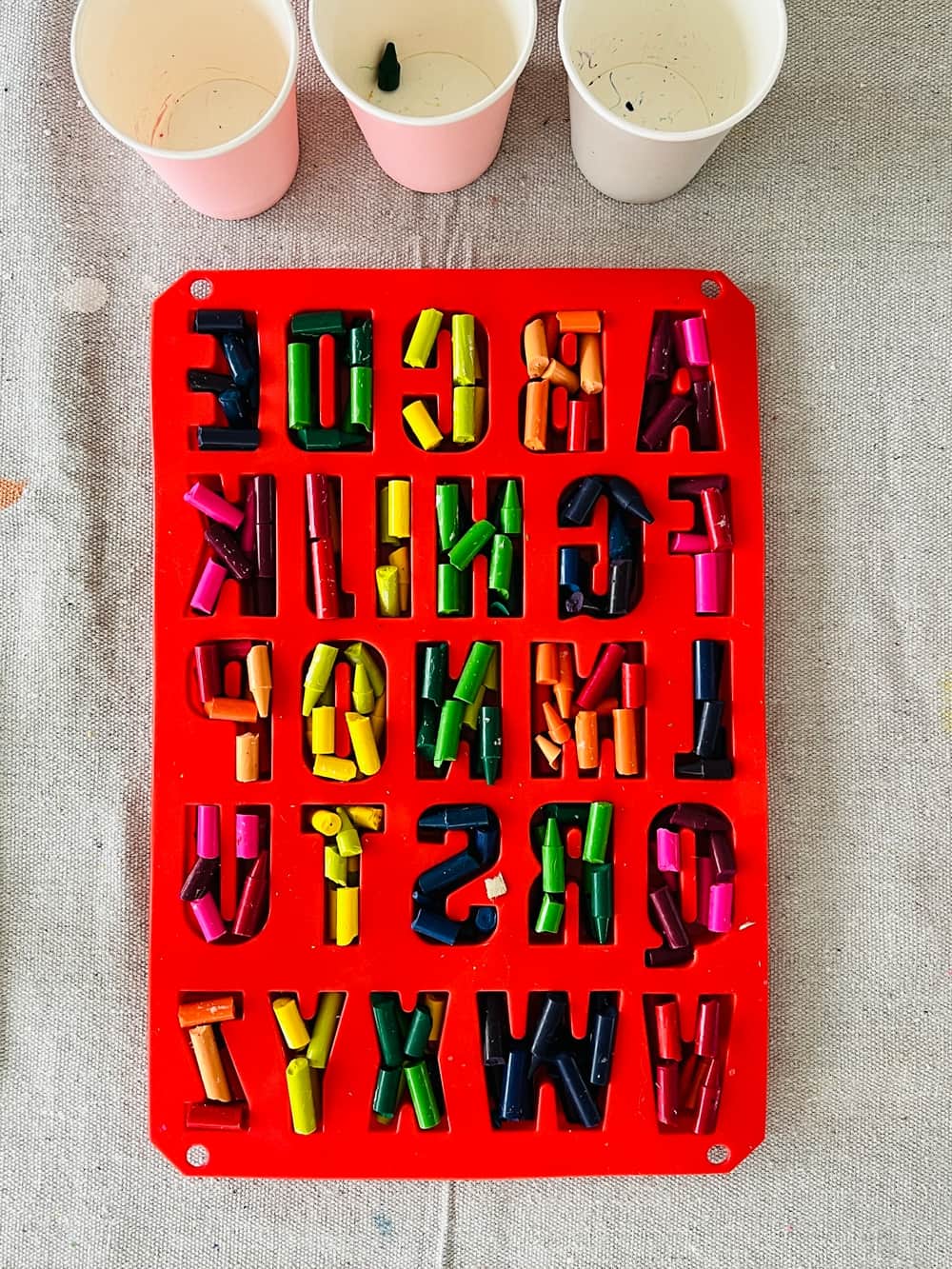 Melted crayon letters