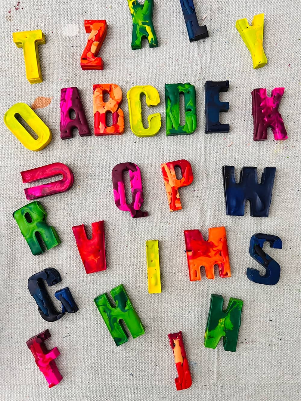 Melted crayon letters