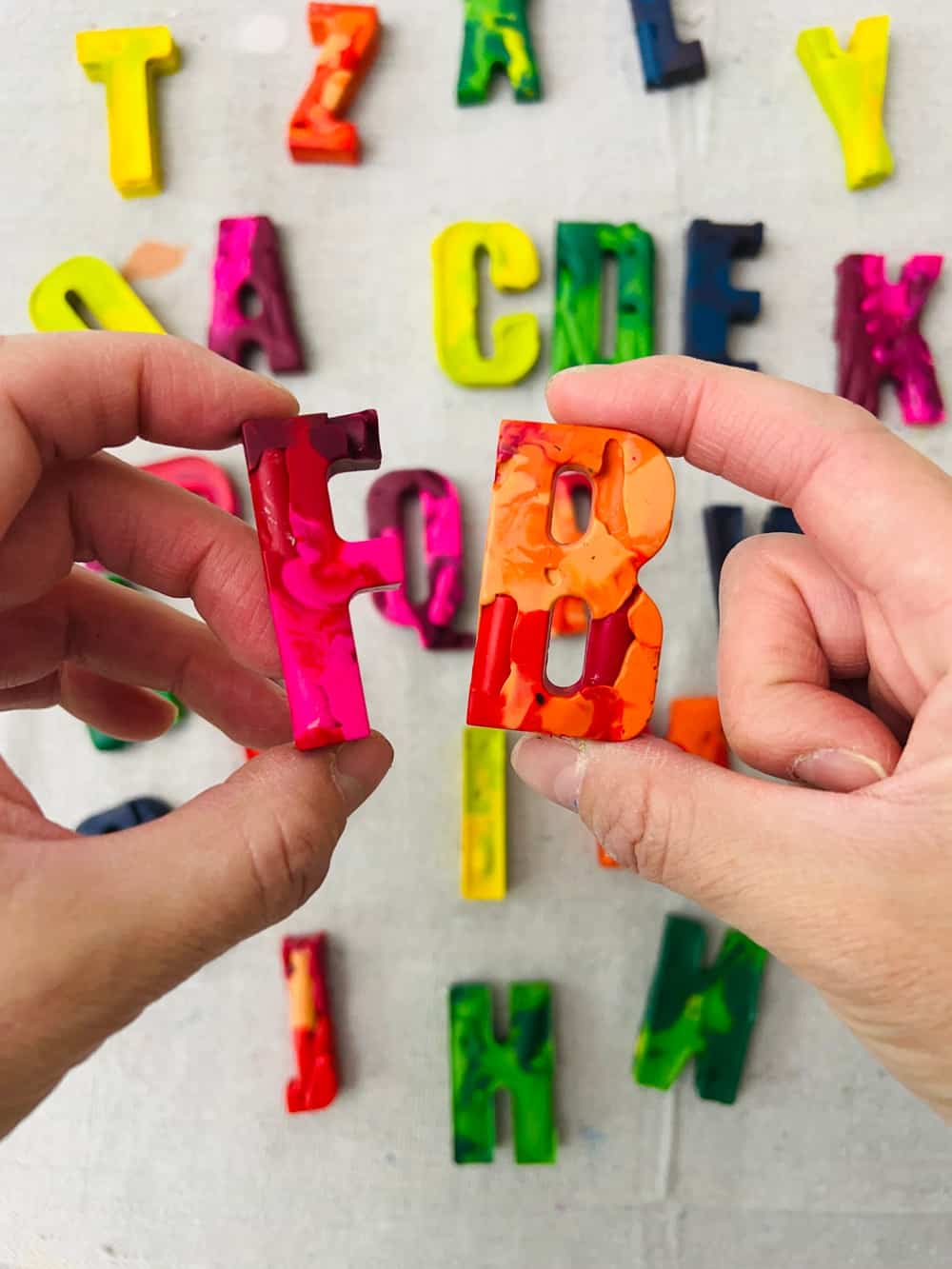 Melted crayon letters