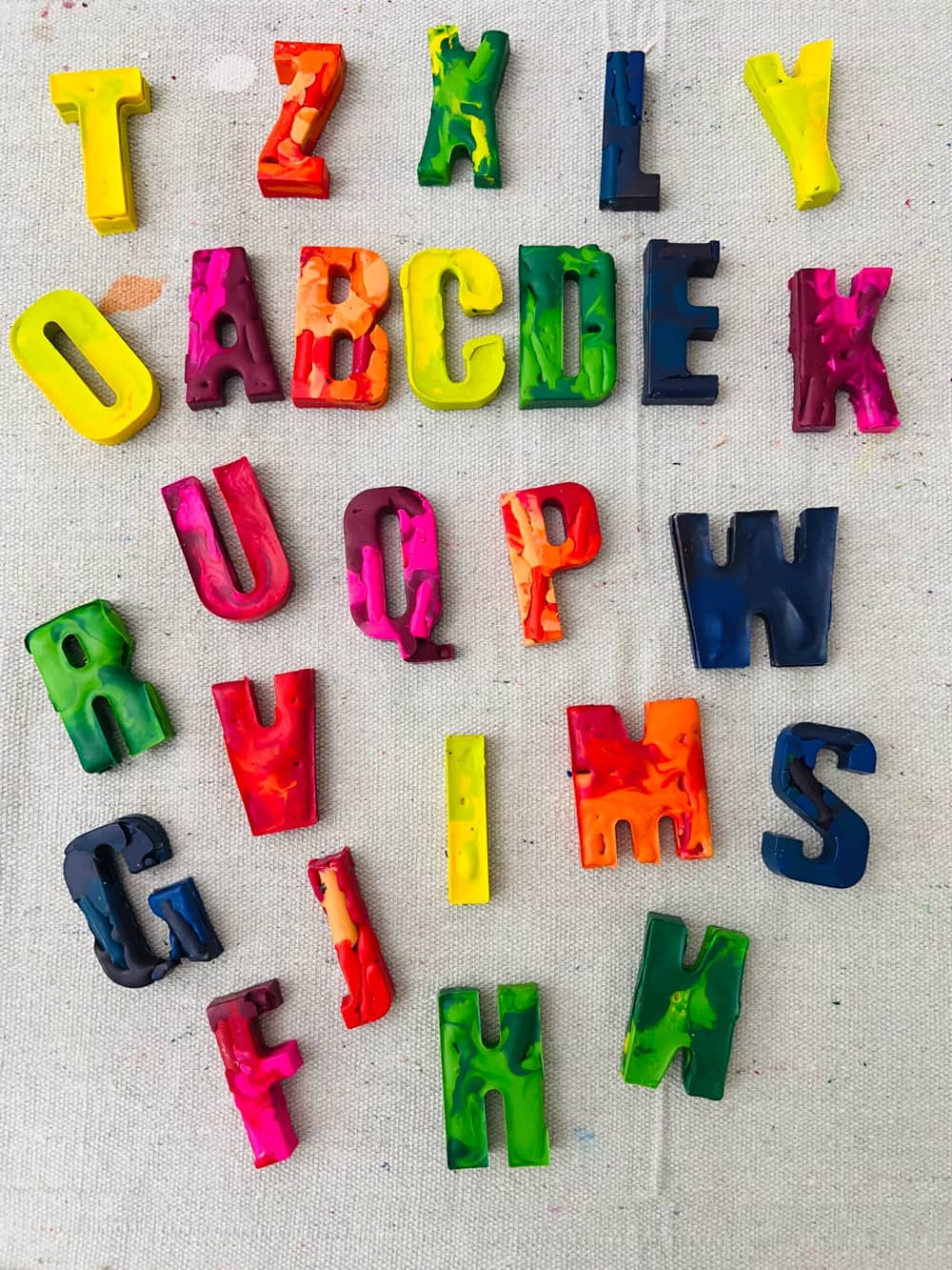 Melted crayon letters