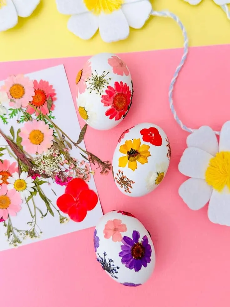 flower pressed easter eggs