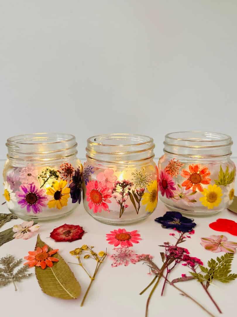 DIY Pressed Flower Jars Make a Stunning Spring Decor