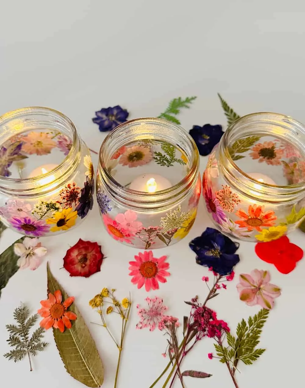 diy pressed flower jars