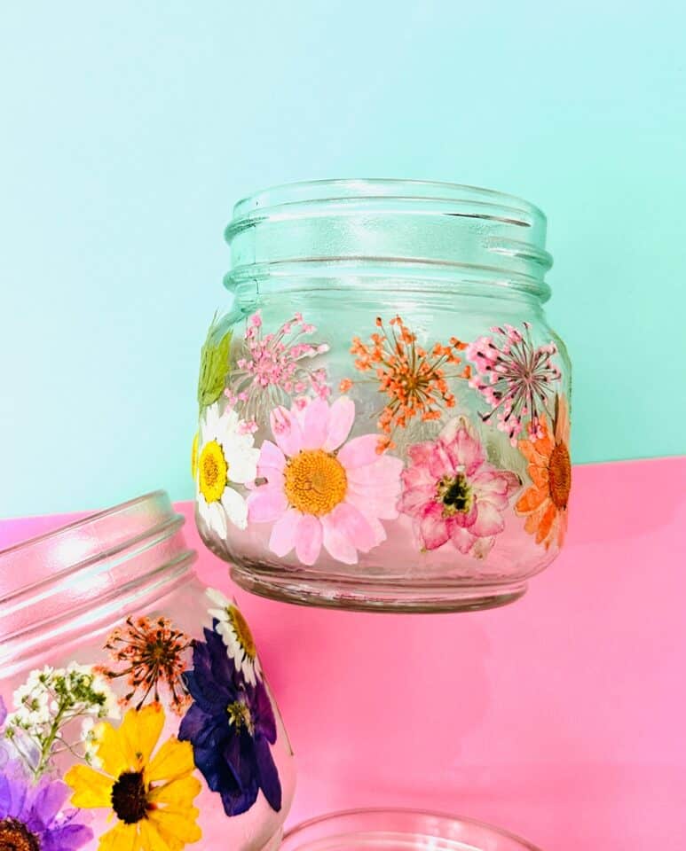 DIY Pressed Flower Jars Make a Stunning Spring Decor