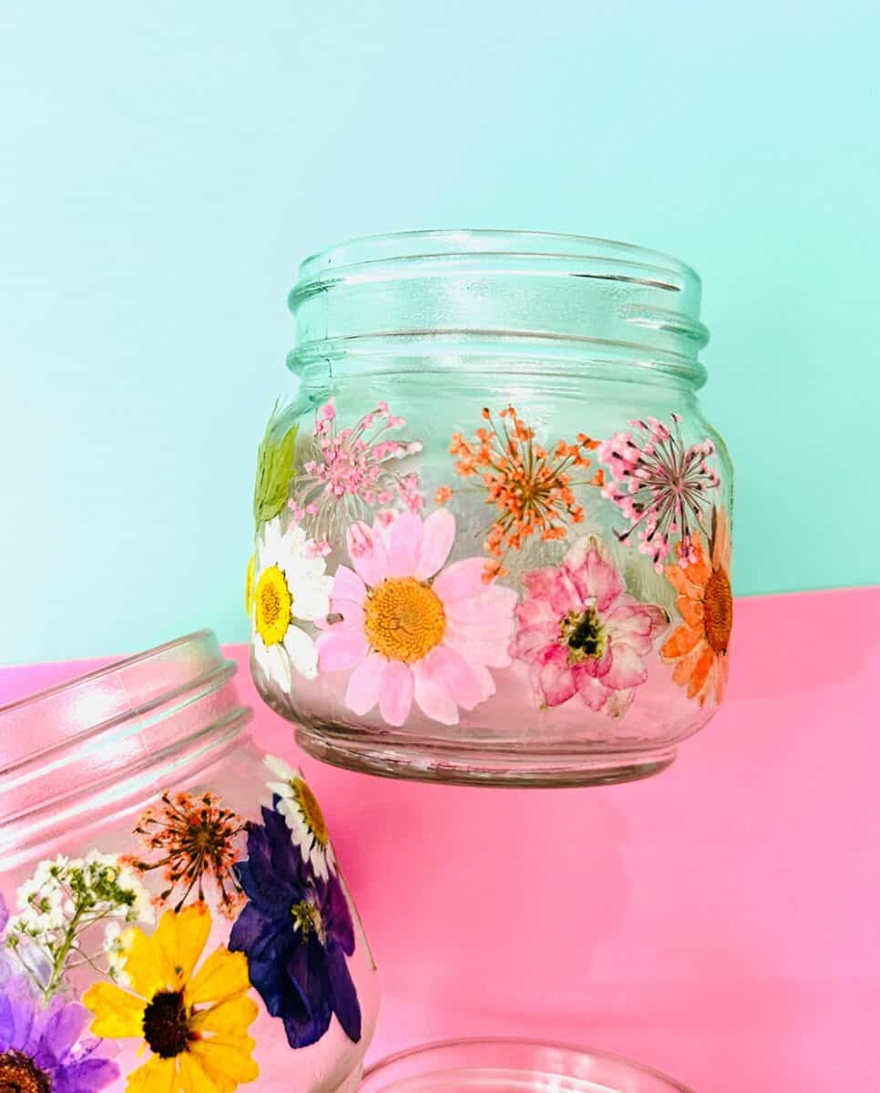 DIY Pressed Flower Jars Make a Stunning Spring Decor