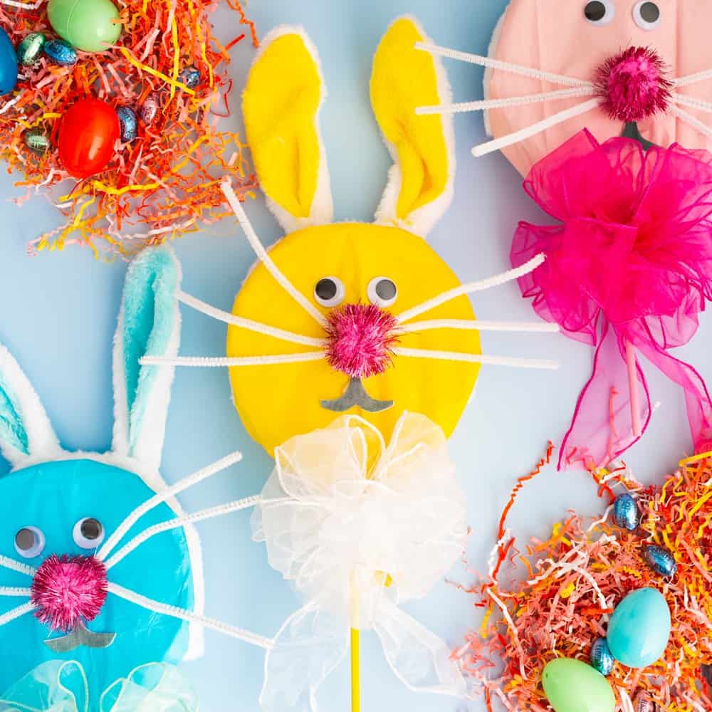 paper plate Bunny Lollipop Craft