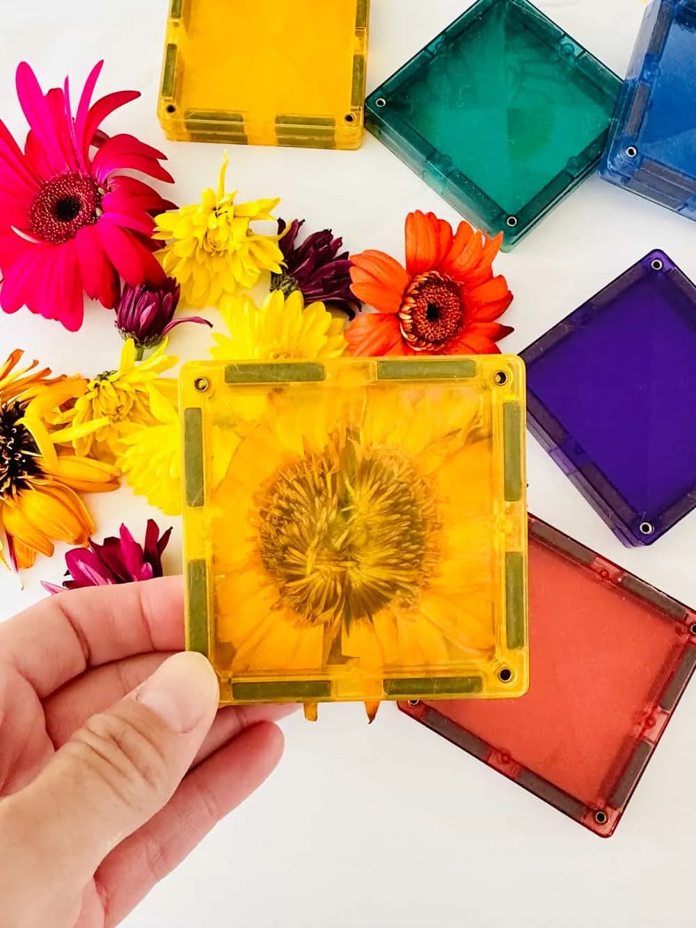 magnetic tiles flower play