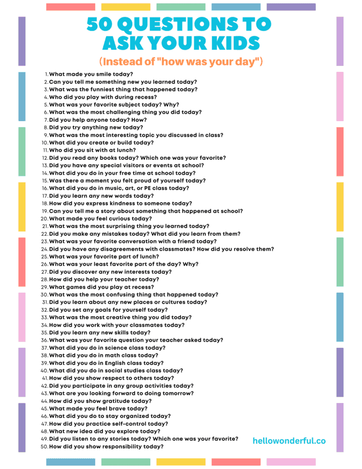 105 Questions To Ask Kids Other Than How Was Your Day