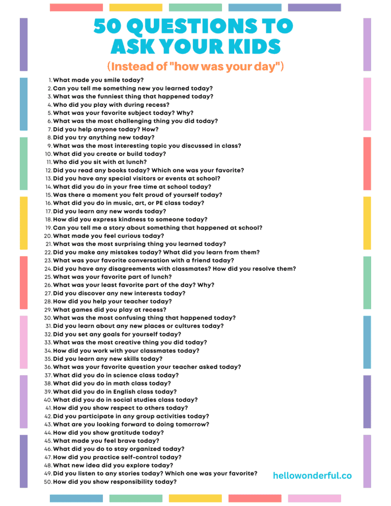 105 Questions To Ask Kids Other Than How Was Your Day
