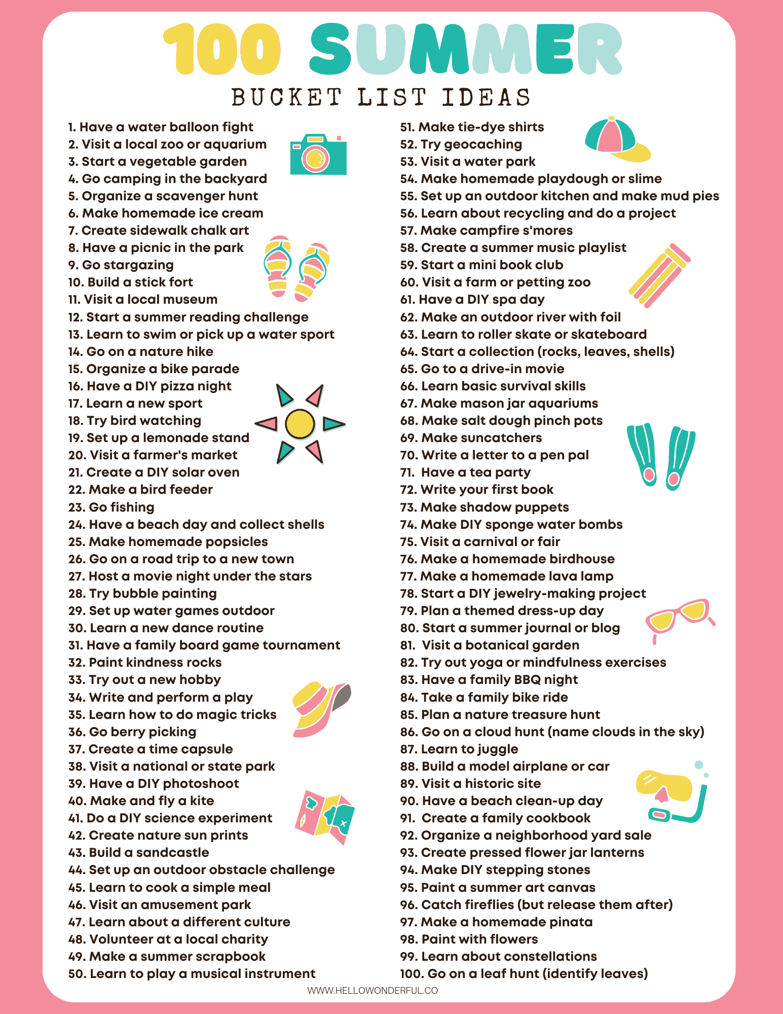 The Ultimate Summer Bucket List - 100 Ideas Kids will Love!