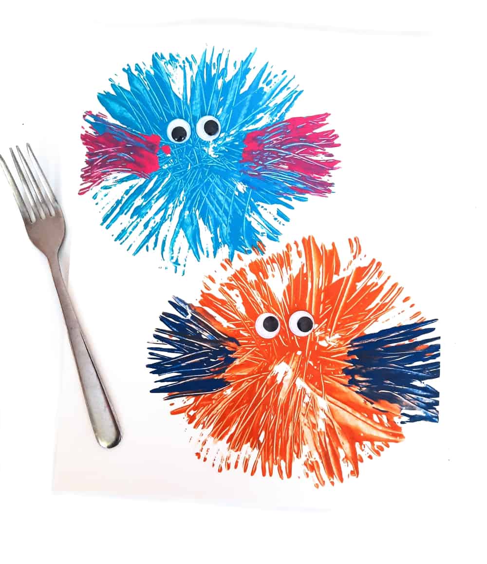 Fork Painted Puffer Fish Craft