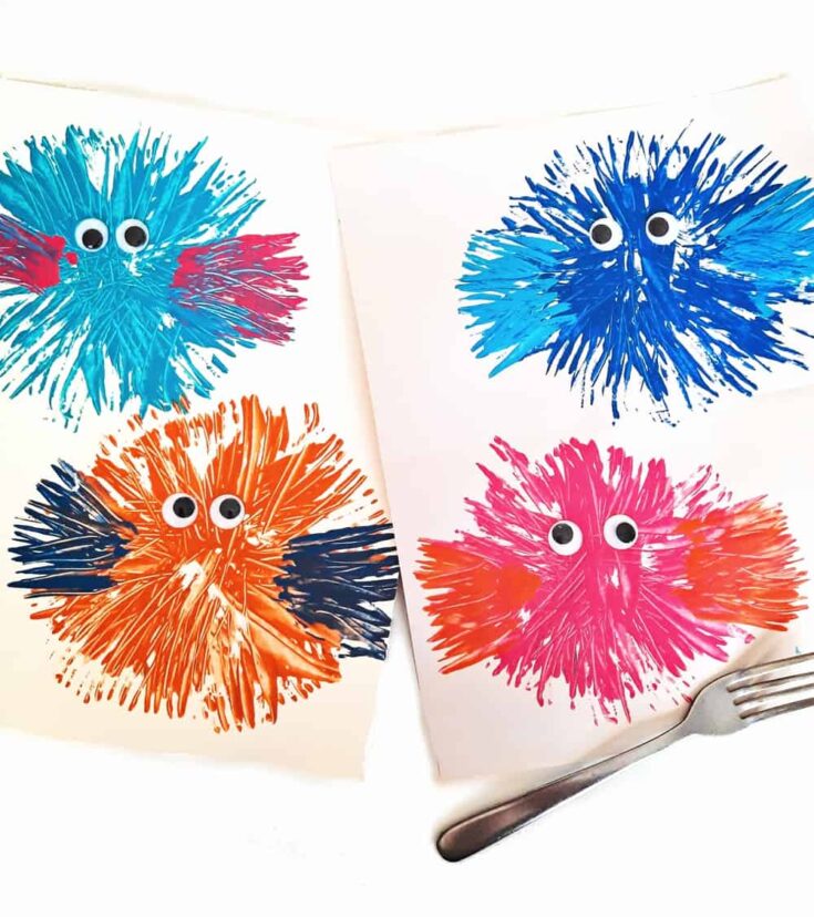 Fork Painted Puffer Fish Craft