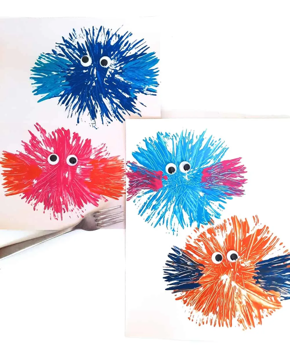 Fork Painted Puffer Fish Craft